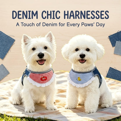 Denim Bandana Harness & Leash Set