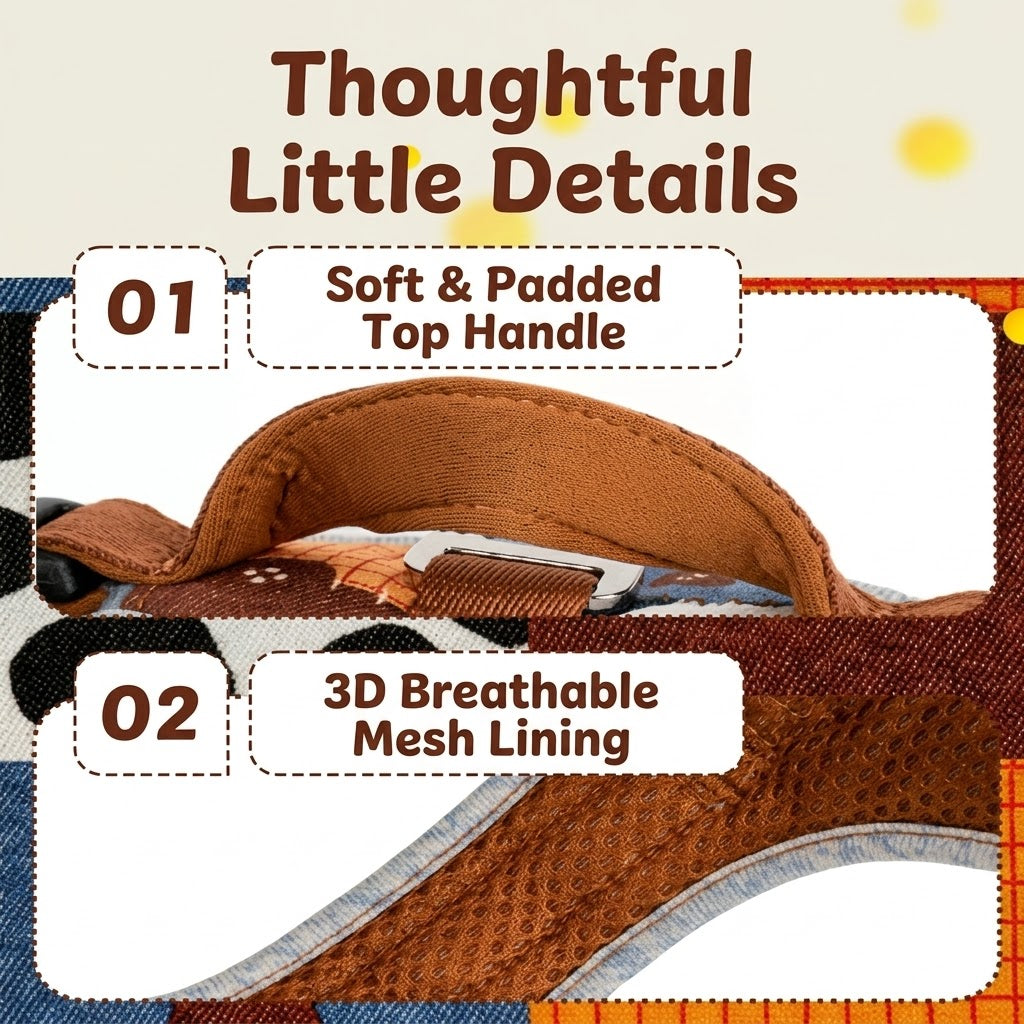 Reflective Patchwork Harness & Leash Set