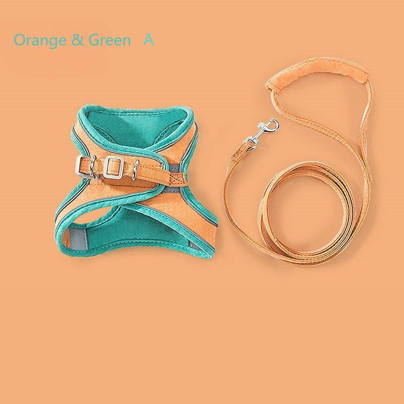 Reflective Suede Harness & Leash Set