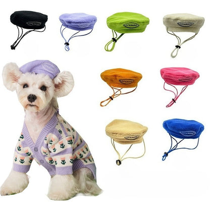Classic Solid Beret Dog Hat for Dogs – Multi-Color