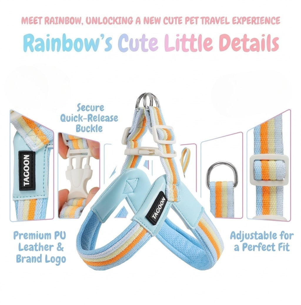 Rainbow V-Shaped Harness & Leash Set