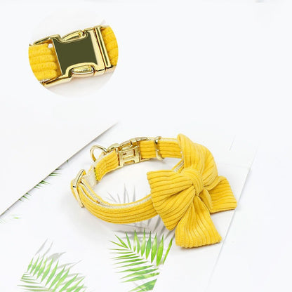 Corduroy Bow Collar Set