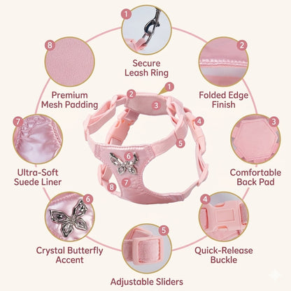Butterfly Rhinestone Harness & Leash Set