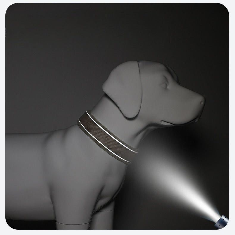 Linen Fleece Padded Dog Collar for Dogs – Beige