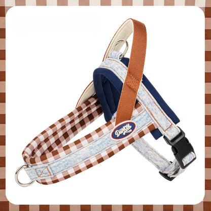 Denim Plaid Harness & Leash Set