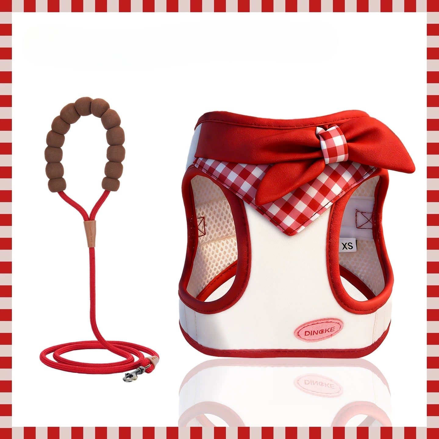 Plaid Bow Harness & Leash Set