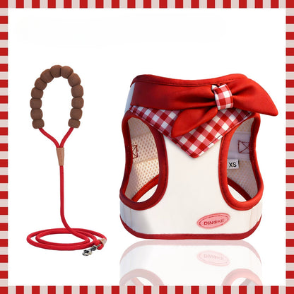 Plaid Bow Harness & Leash Set