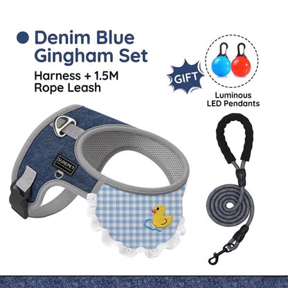 Denim Bandana Harness & Leash Set