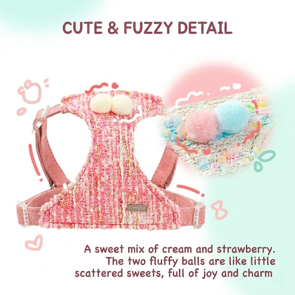 Plush Pom Pom Harness & Leash Set