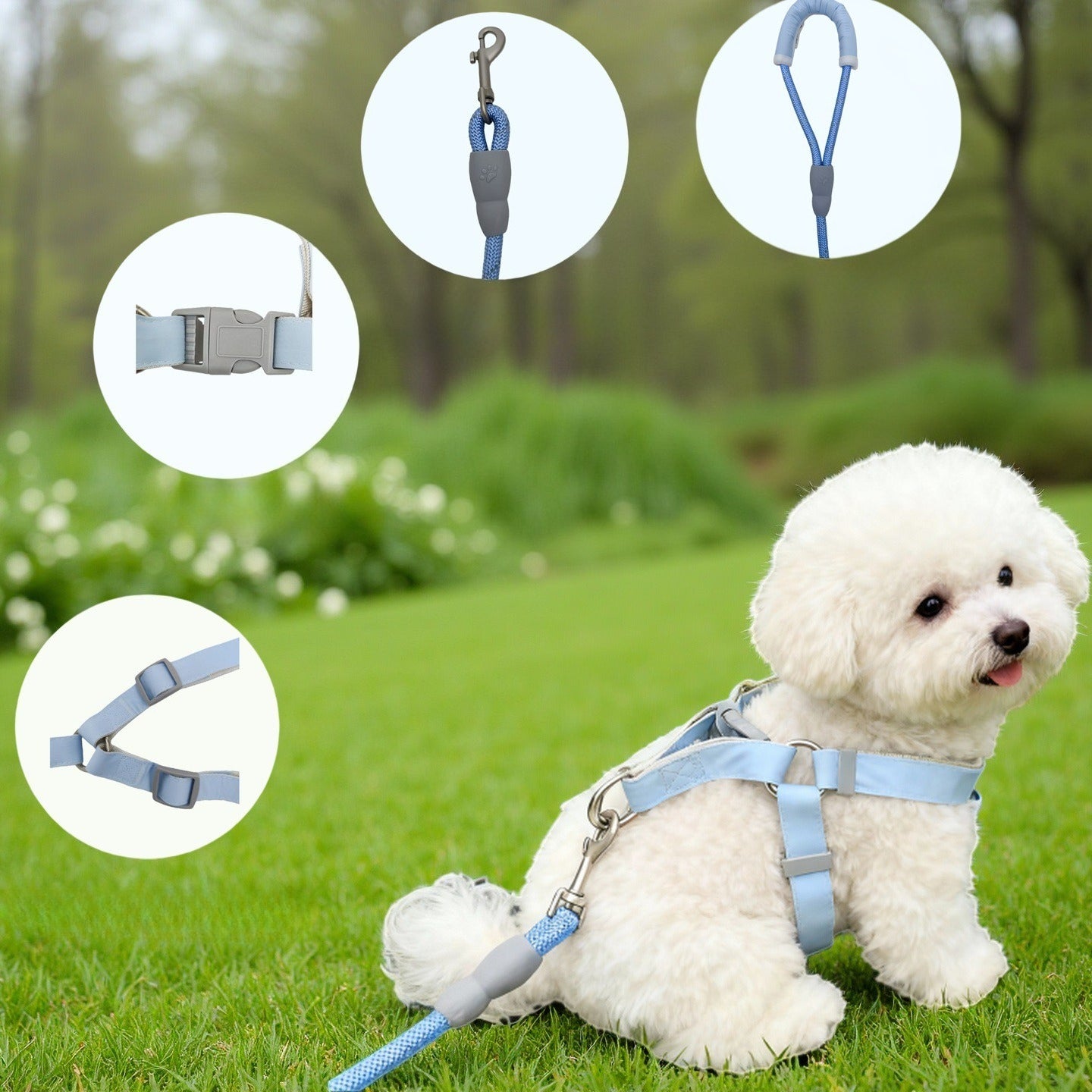 Soft Padded Vest Dog Accessory Set for Dogs – Blue