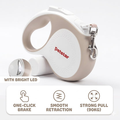 Retractable LED Dog Leash – Beige