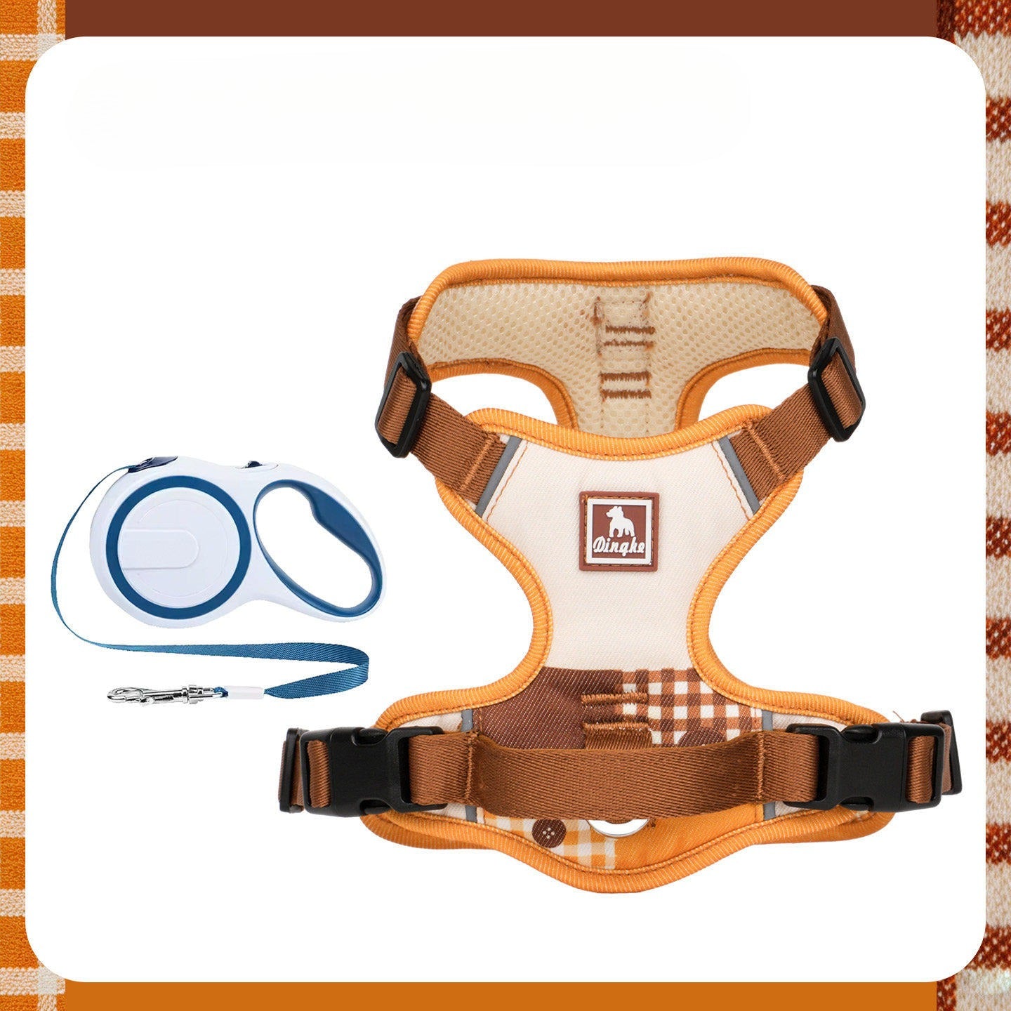 Reflective Patchwork Harness & Leash Set