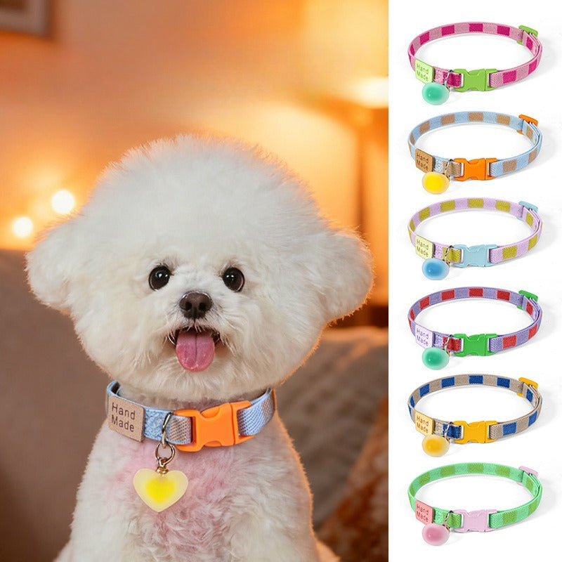 Elastic Plaid Dog Collar