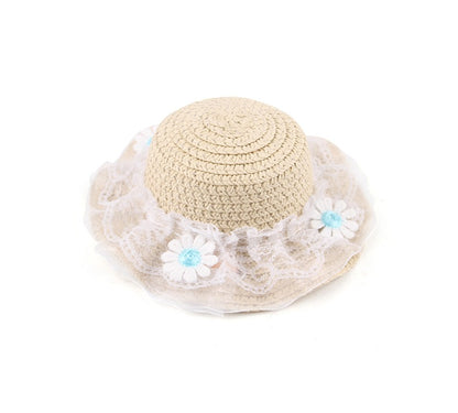 Woven Daisy Straw Dog Hat