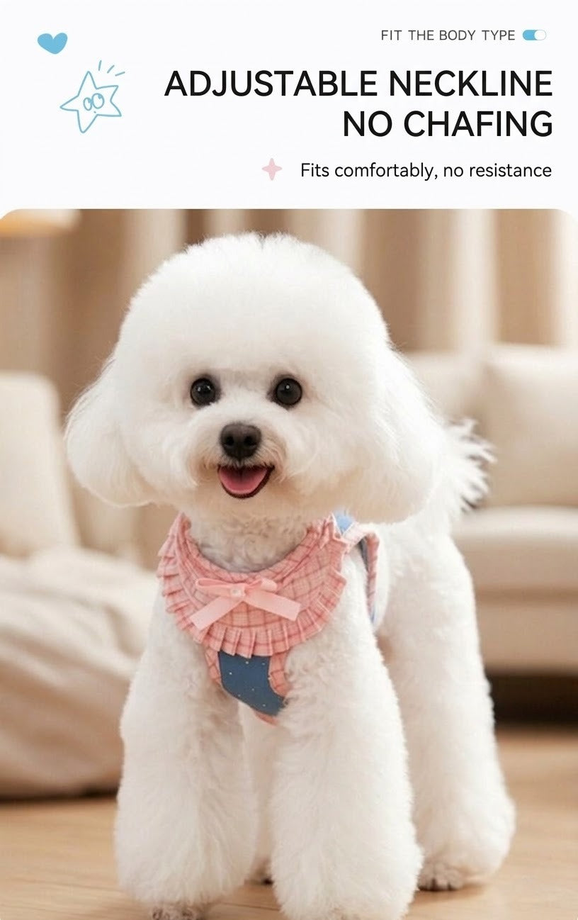 Plaid Ruffle Harness & Leash Set
