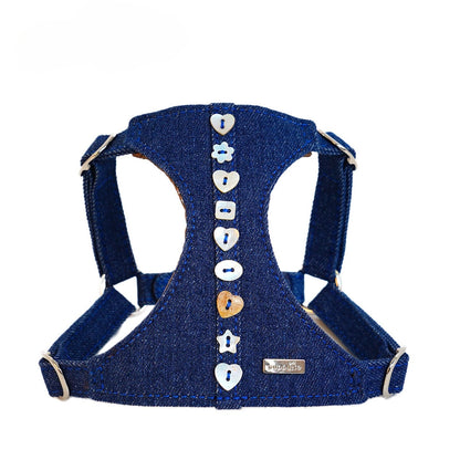 Denim Harness & Leash Set – Blue