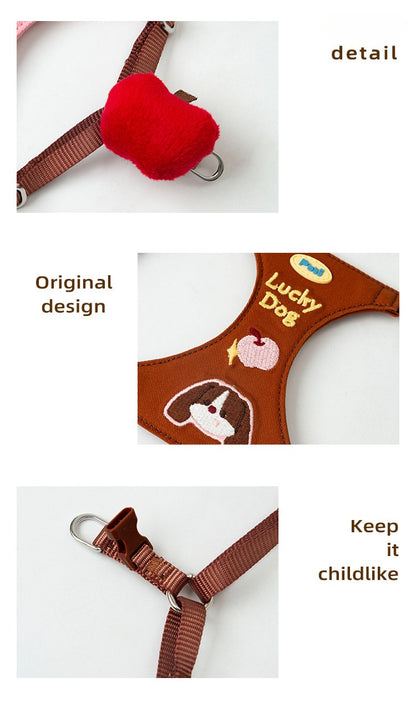 Cartoon Embroidered Dog Harness