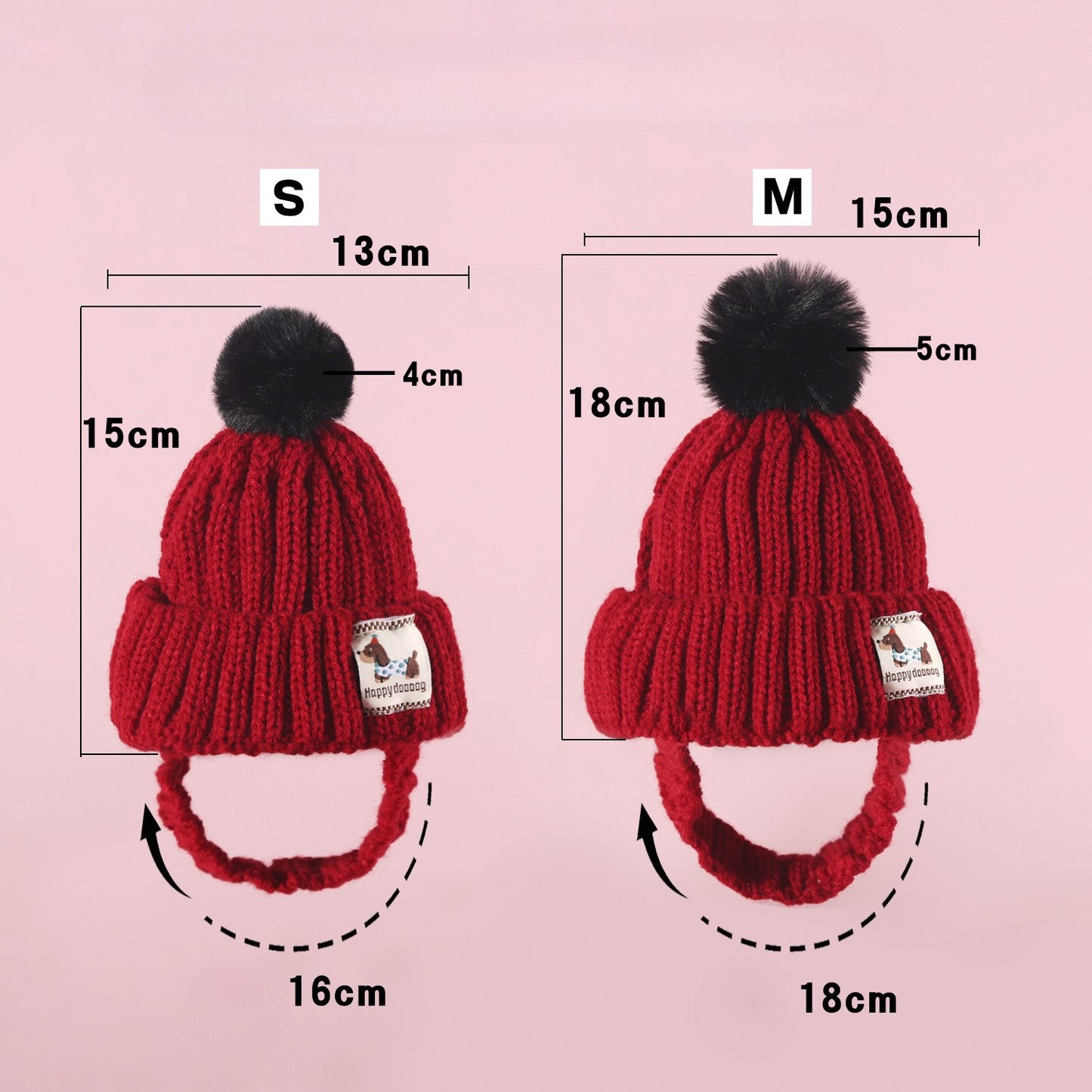 Knitted Pom Pom Hat for Dogs – Red