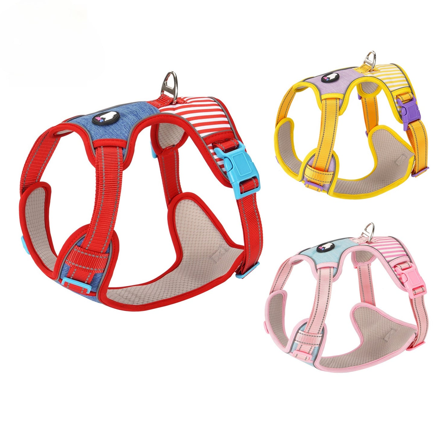 Striped Contrast Vest Dog Harness for Dogs – Pink