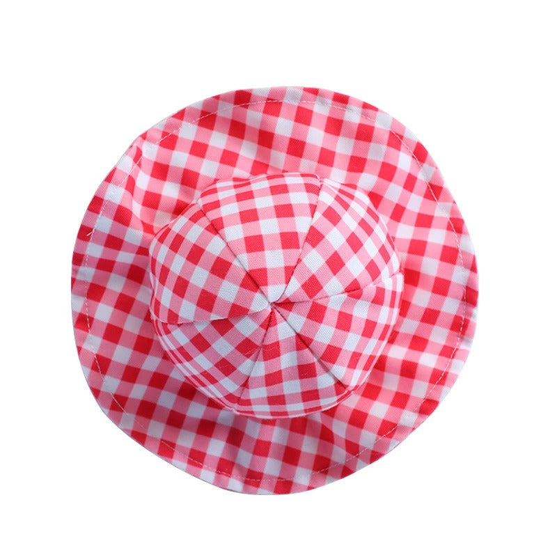 Plaid Sun Protection Dog Hat