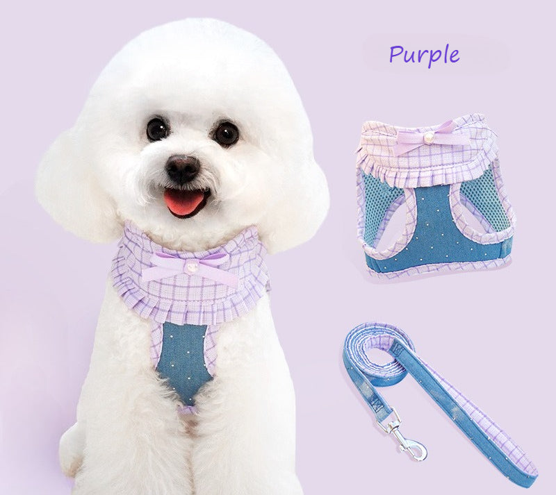 Plaid Ruffle Harness & Leash Set