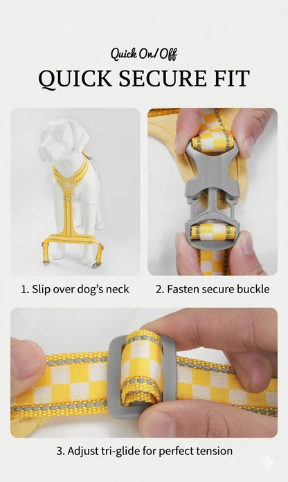 Checkerboard Reflective Dog Harness