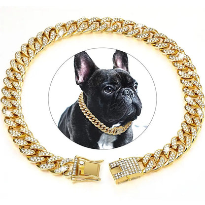 Rhinestone Chain Collar for Dogs – Silver