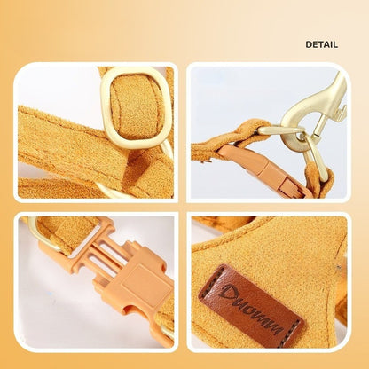 Soft Faux Suede Harness, Leash & Collar Set