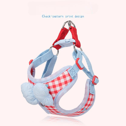 Plaid Bow Harness & Leash Set