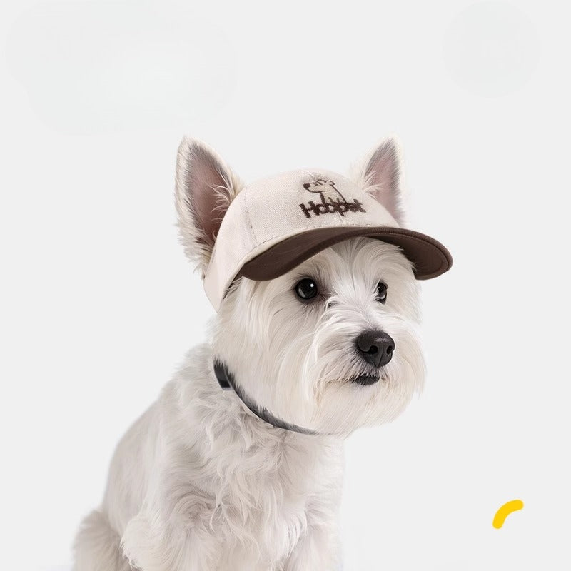 Embroidered Baseball Dog Hat for Dogs – Beige & Coffee