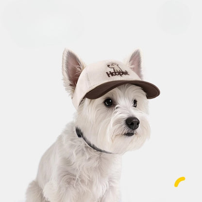 Embroidered Baseball Dog Hat for Dogs – Beige & Coffee