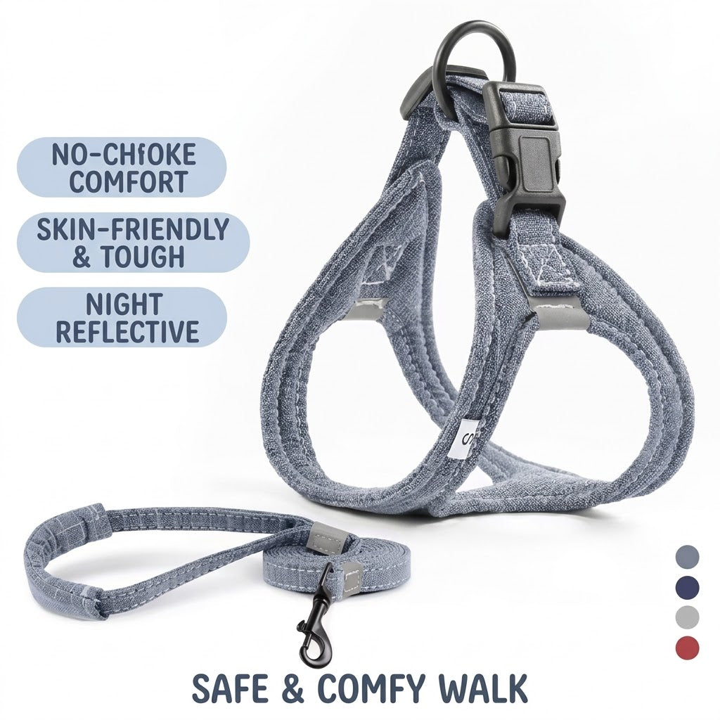 Reflective Breathable Harness & Leash Set