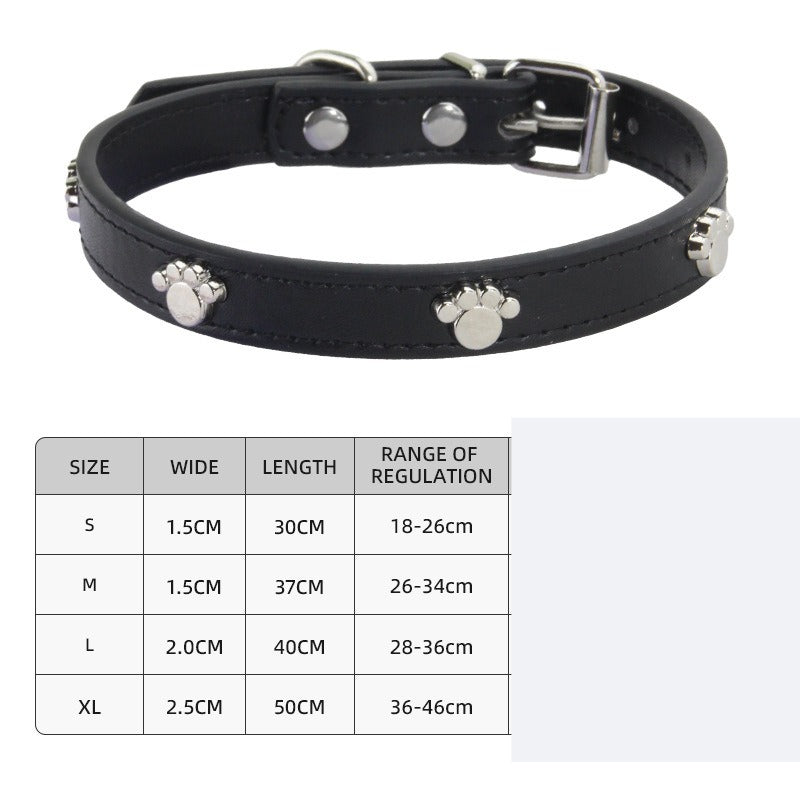 Paw Print Leather Dog Collar