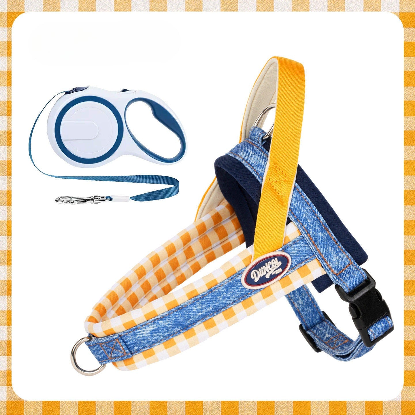 Denim Plaid Harness & Leash Set