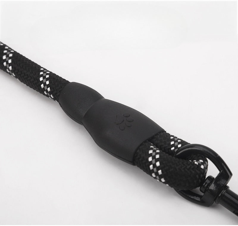 Reflective Round Rope Dog Leash for Dogs – Black