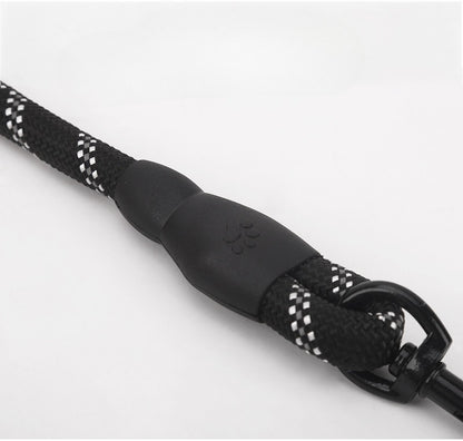 Reflective Round Rope Dog Leash for Dogs – Black