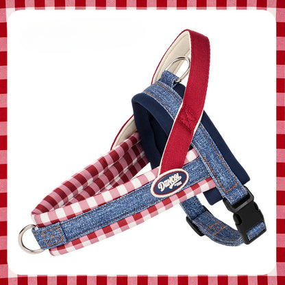 Denim Plaid Harness & Leash Set