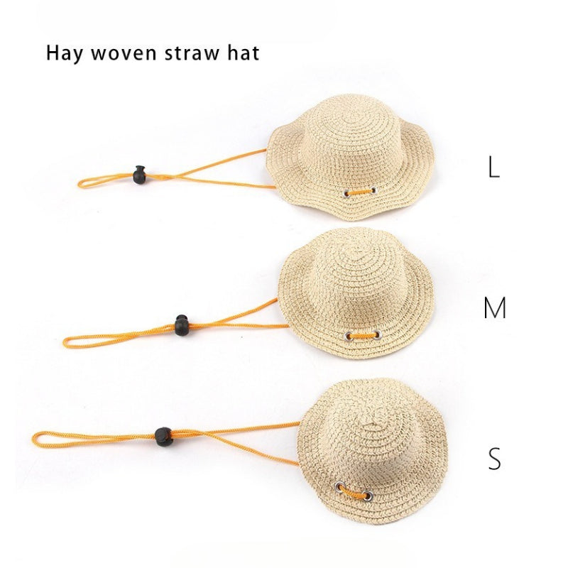 Woven Daisy Straw Dog Hat