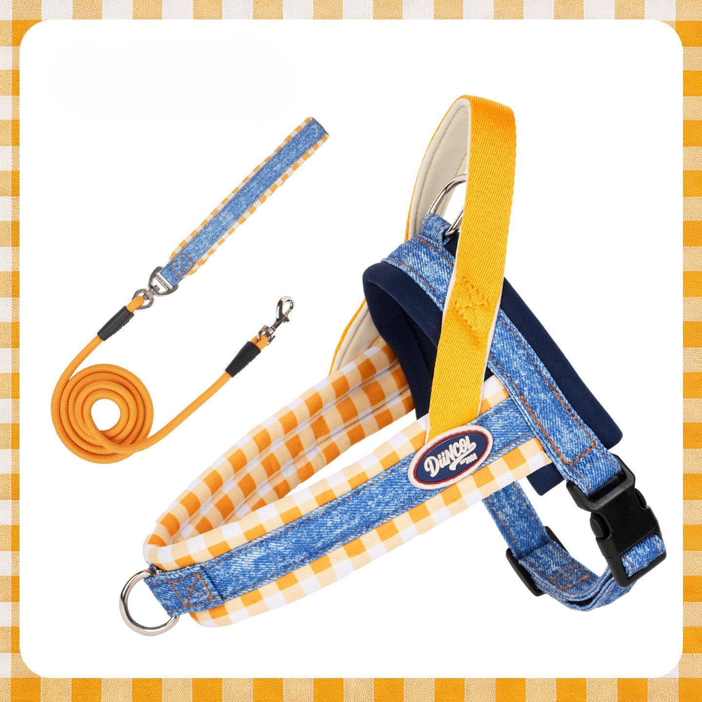 Denim Plaid Harness & Leash Set
