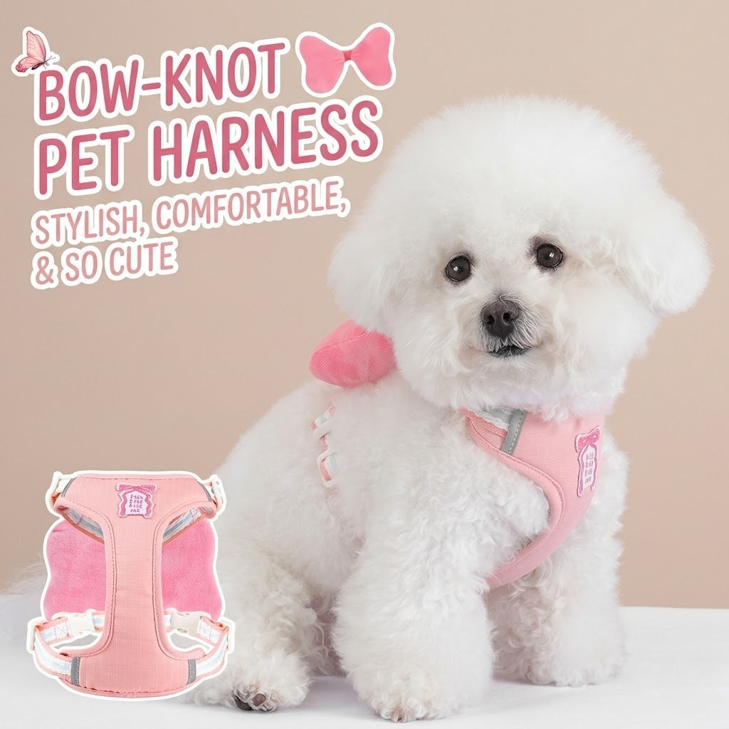 Plush Bow Harness & Leash Set