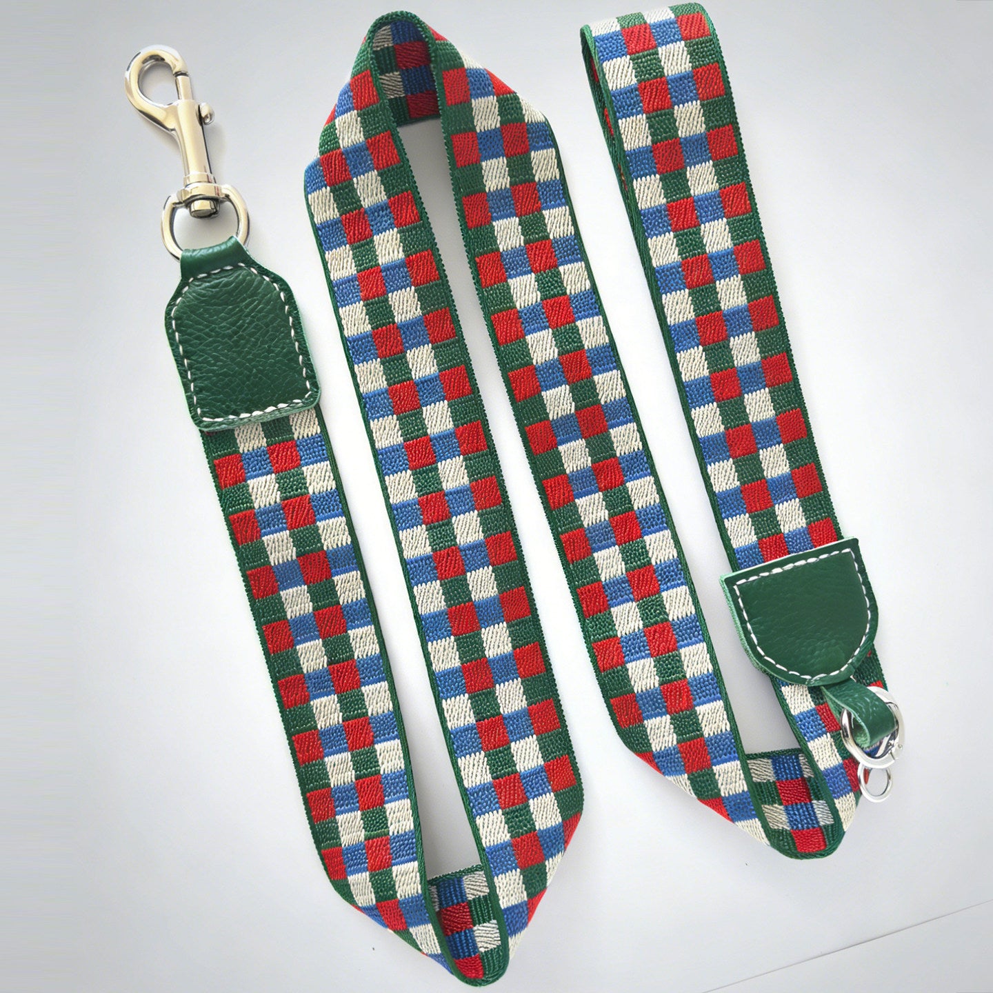 Plaid Leather Wide Dog Collar