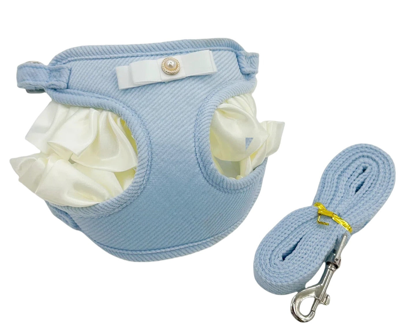 Cream French Mesh Dog Harness Set for Dogs – Pink