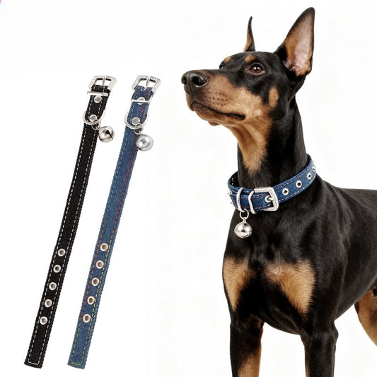 Rhinestone Denim Dog Collar
