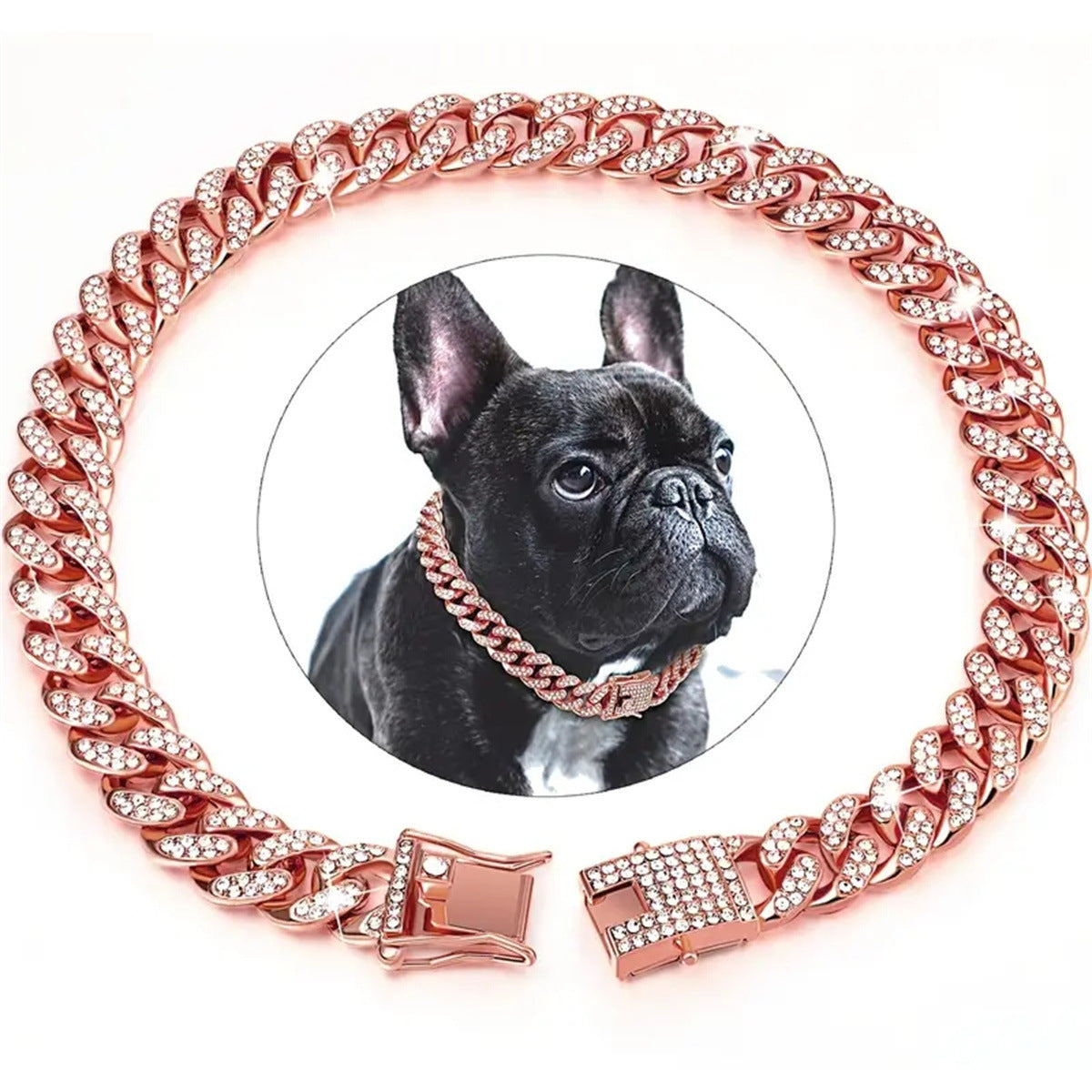 Rhinestone Chain Collar for Dogs – Silver