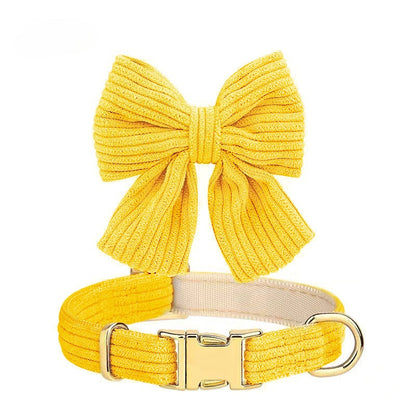 Corduroy Bow Collar Set