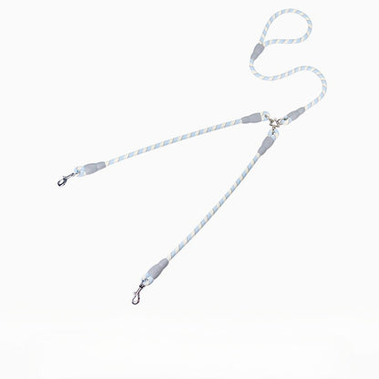 Reflective Braided Double Dog Leash for Dogs – Blue