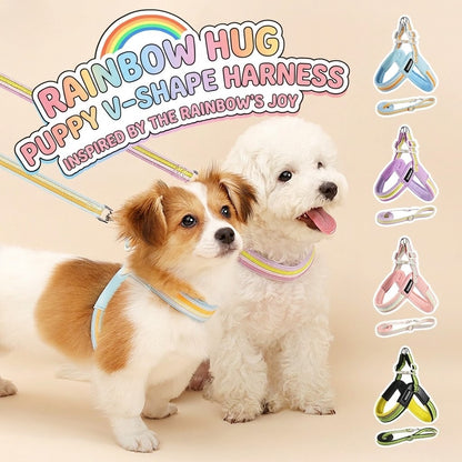 Rainbow V-Shaped Harness & Leash Set