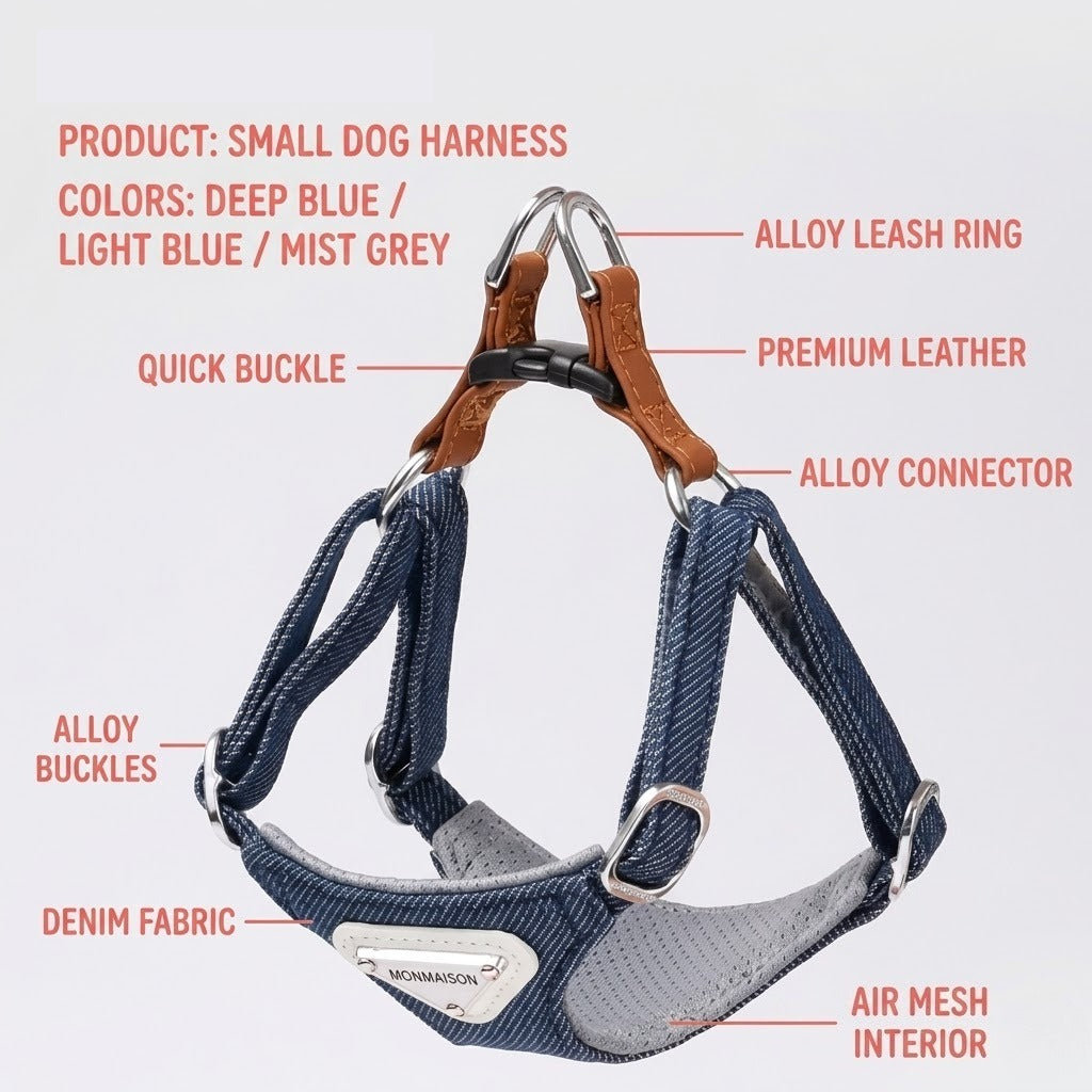 Denim Harness & Leash Set