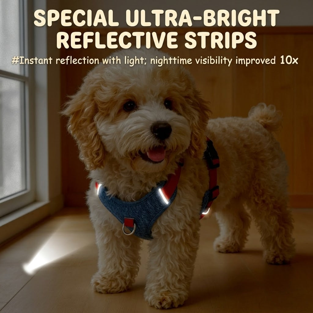 Reflective Patchwork Harness & Leash Set