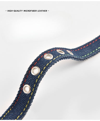 Rhinestone Denim Dog Collar